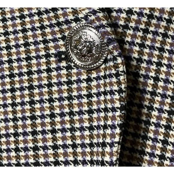 Autres Filles Houndstooth Shoulder Padded Womens Blazer Crest Buttons NWT US XL - Picture 9 of 13